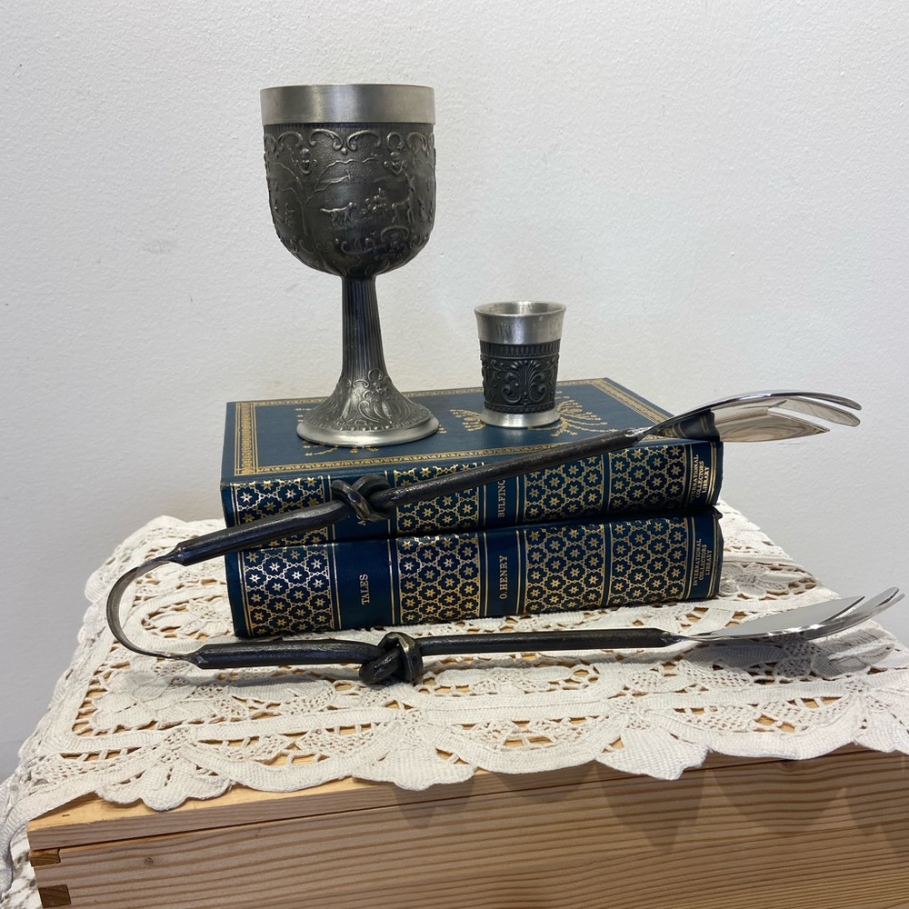 Bundle of Pewter Drinking and Serve Ware-3 Items